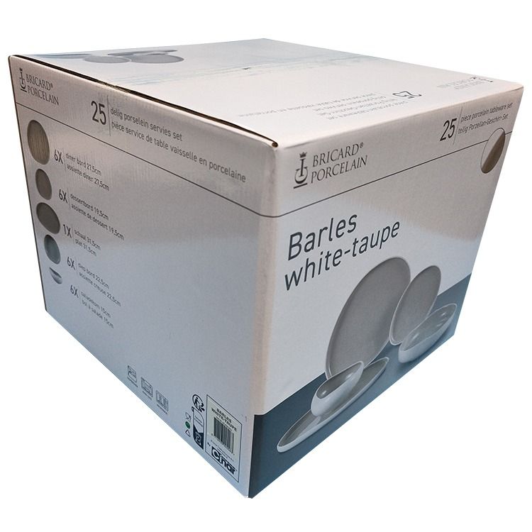 Bricard Barles, Porseleinen Serviesset, 25-delig, 6-Persoons, Wit, Dinner Set – verpakking