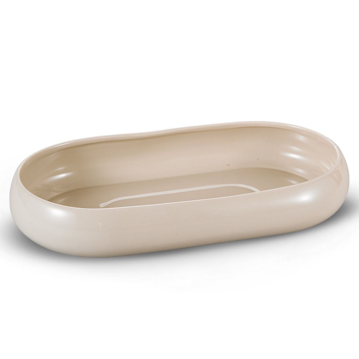 Bricard Bondy Ovale Schaal - Set van 6 - Taupe - Porselein - 35x18x6cm - TEKZEN