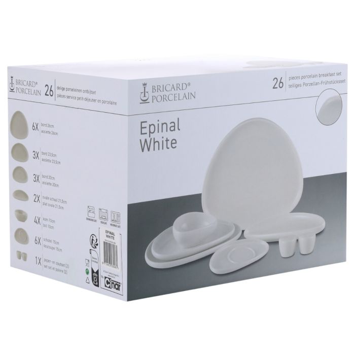 Bricard Epinal Ontbijtset Wit 26-delig Porselein – productfoto 9
