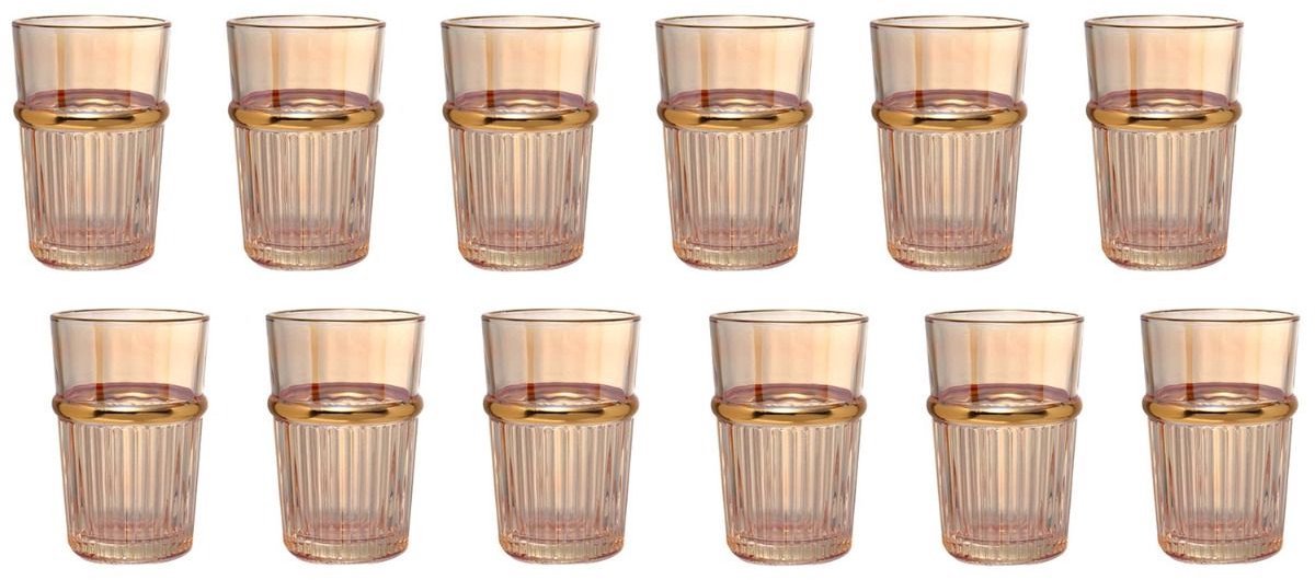 Bricard Fariza Glazenset - Amber Goud - 12 - delig - 200ml - Marokkaanse Theeglazen - TEKZEN