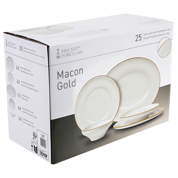 Bricard Macon Serviesset Wit/goud 25-delig Porselein – productfoto 7
