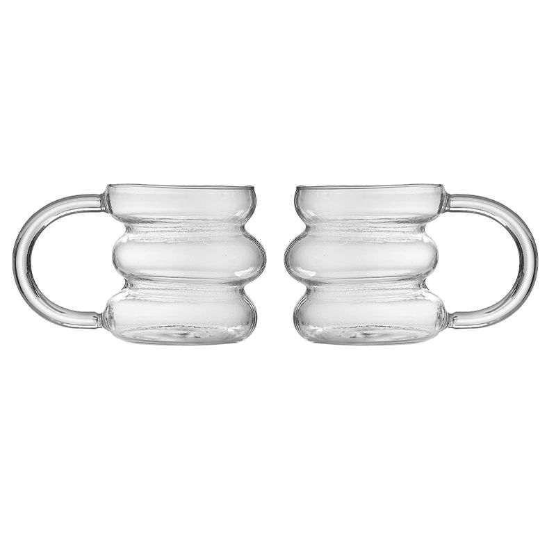 Bricard Marbella Glazen met Oor - Set van 2 - 290ml - Curvy Drinkglas - Wavy - TEKZEN