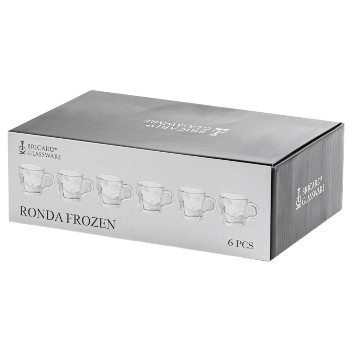 Bricard Ronda Frozen, Theeglazen met Oor, 250 ml, 6-delig, Glas – verpakking