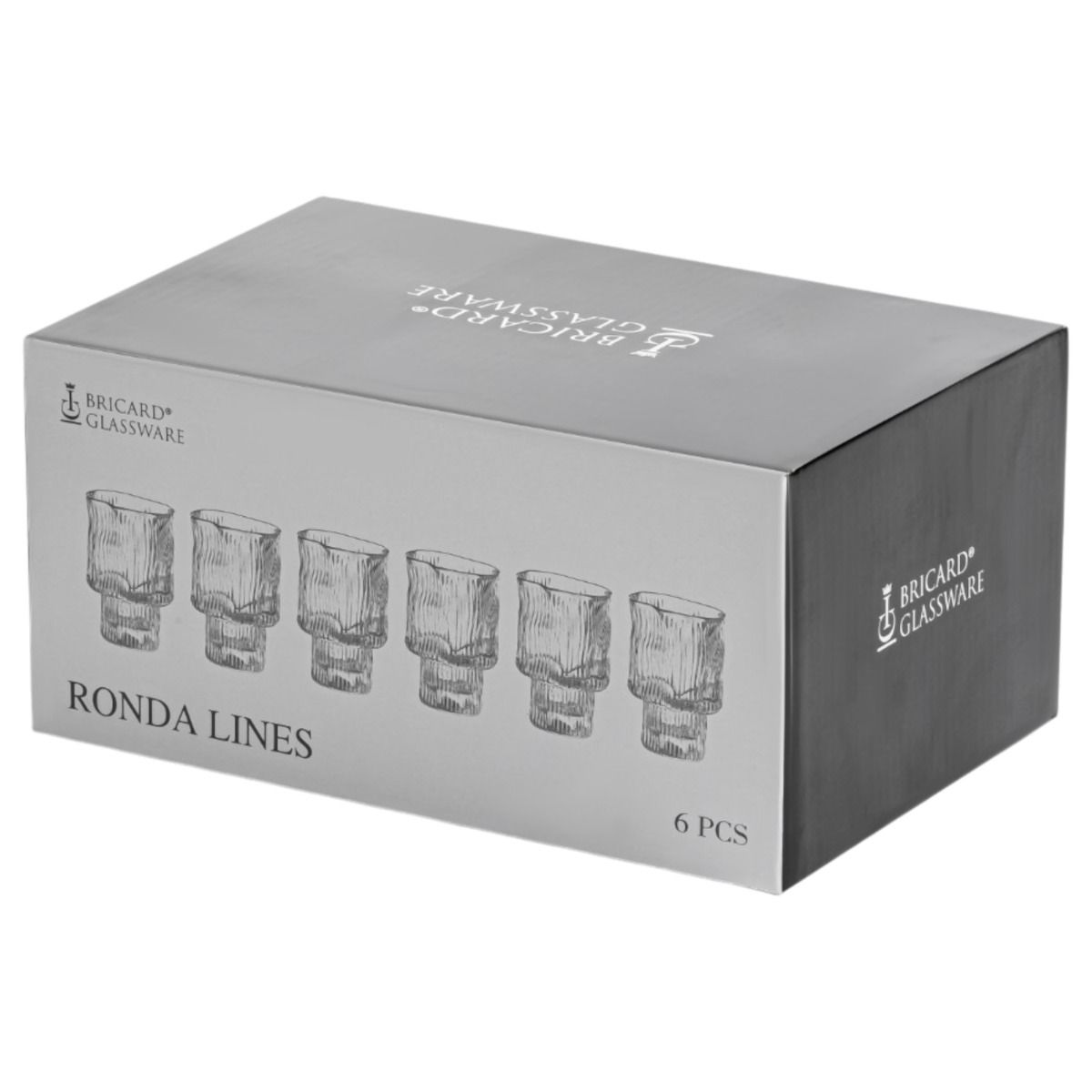 Bricard Ronda Lines, Tumbler Glazen, Set van 6, Drinkglazen, Waterglas – verpakking