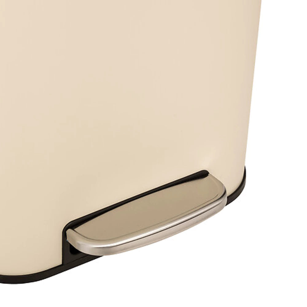5Five Delta Abfalleimer – Beige – 30 l – Treteimer – Quadratisch – Edelstahl