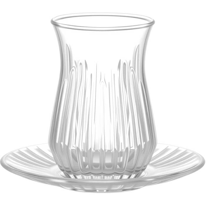 Bricard Loja - Türkische Teegläser mit Untertassen - 12-teilig - 6 Personen - 160ml