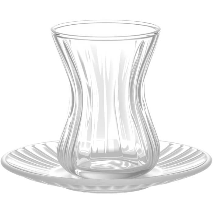 Bricard Nevada - Turkish Tea Glasses with Saucers - 12-piece - 6-Person - 160ml