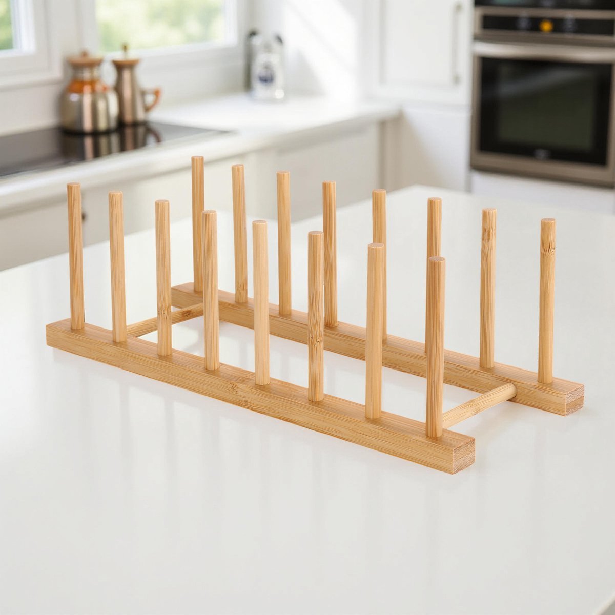 Cheffinger Afdruiprek - Bamboe - Bordenrek - Bordenhouder - TEKZEN