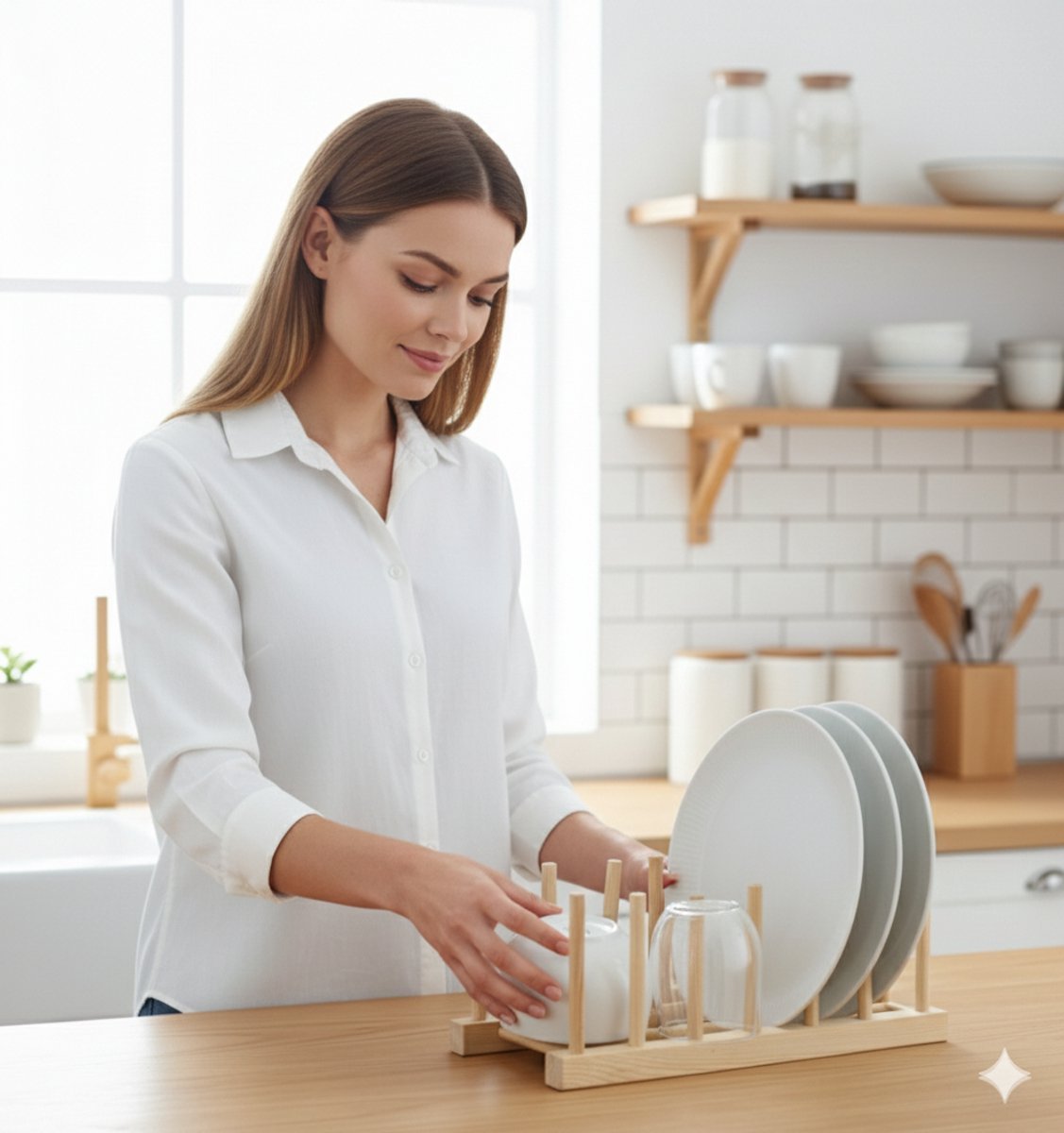 Cheffinger Afdruiprek - Bamboe - Bordenrek - Bordenhouder - TEKZEN
