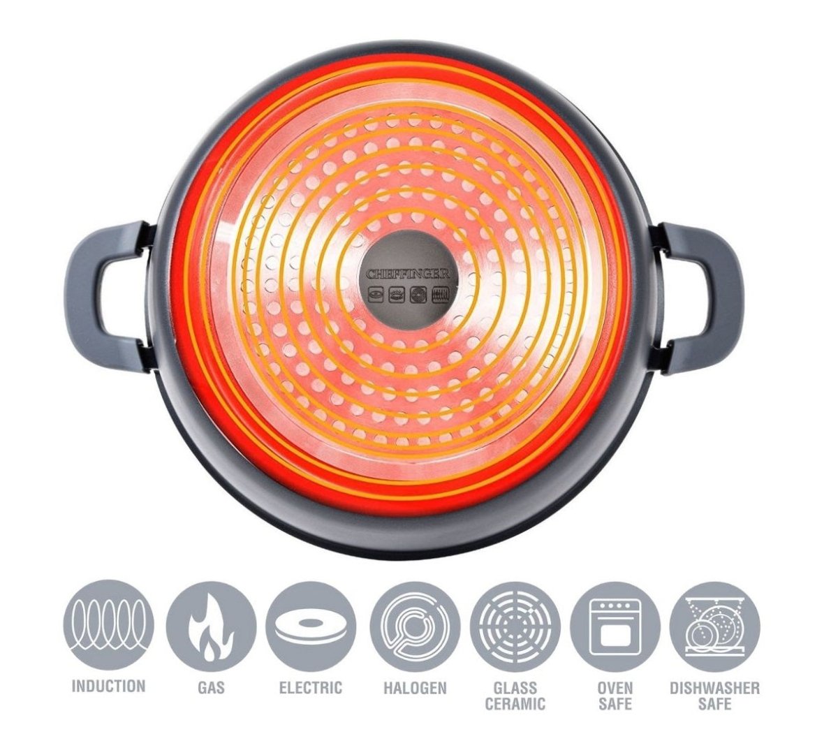 Cheffinger Braadpan met Deksel - 24cm - Zwart - Inductie - TEKZEN