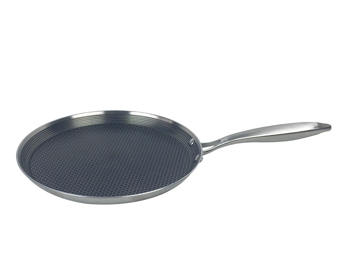 Cheffinger Crêpe - en Pannenkoekenpan - 24cm - RVS - Honingraat - Inductie - Pizza Pan - TEKZEN