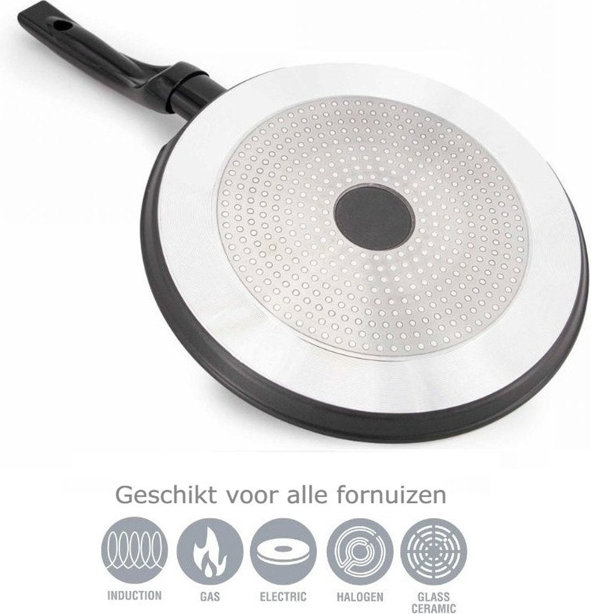 Cheffinger Crêpe - en Pannenkoekenpan - 28cm - Zwart - Inductie - Pizza Pan - TEKZEN