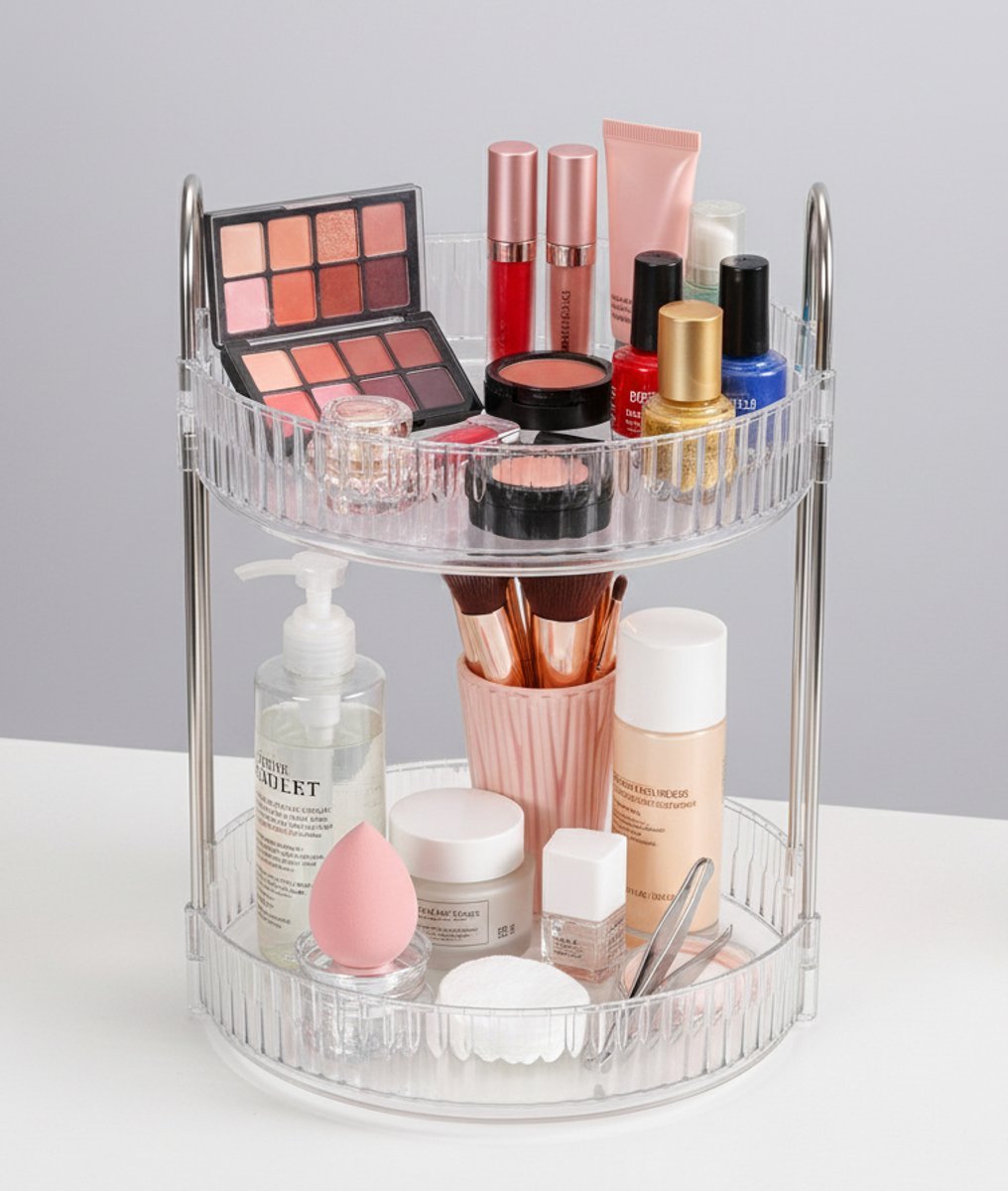 Cheffinger Draaibare Make - Up Organizer - 360° - Beautycase - Opbergdoos voor Cosmetica - Sierraden Opbergbox - TEKZEN