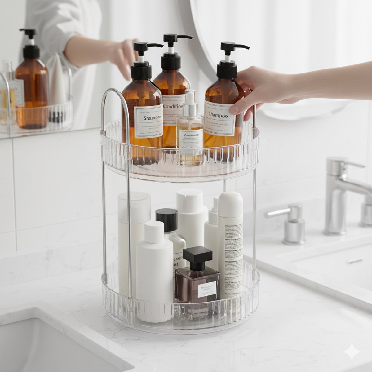 Cheffinger Draaibare Make - Up Organizer - 360° - Beautycase - Opbergdoos voor Cosmetica - Sierraden Opbergbox - TEKZEN