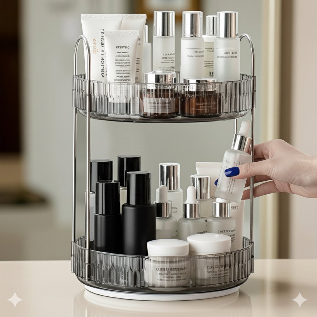 Cheffinger Draaibare Make - Up Organizer - 360° - Beautycase - Opbergdoos voor Cosmetica - Sierraden Opbergbox - TEKZEN
