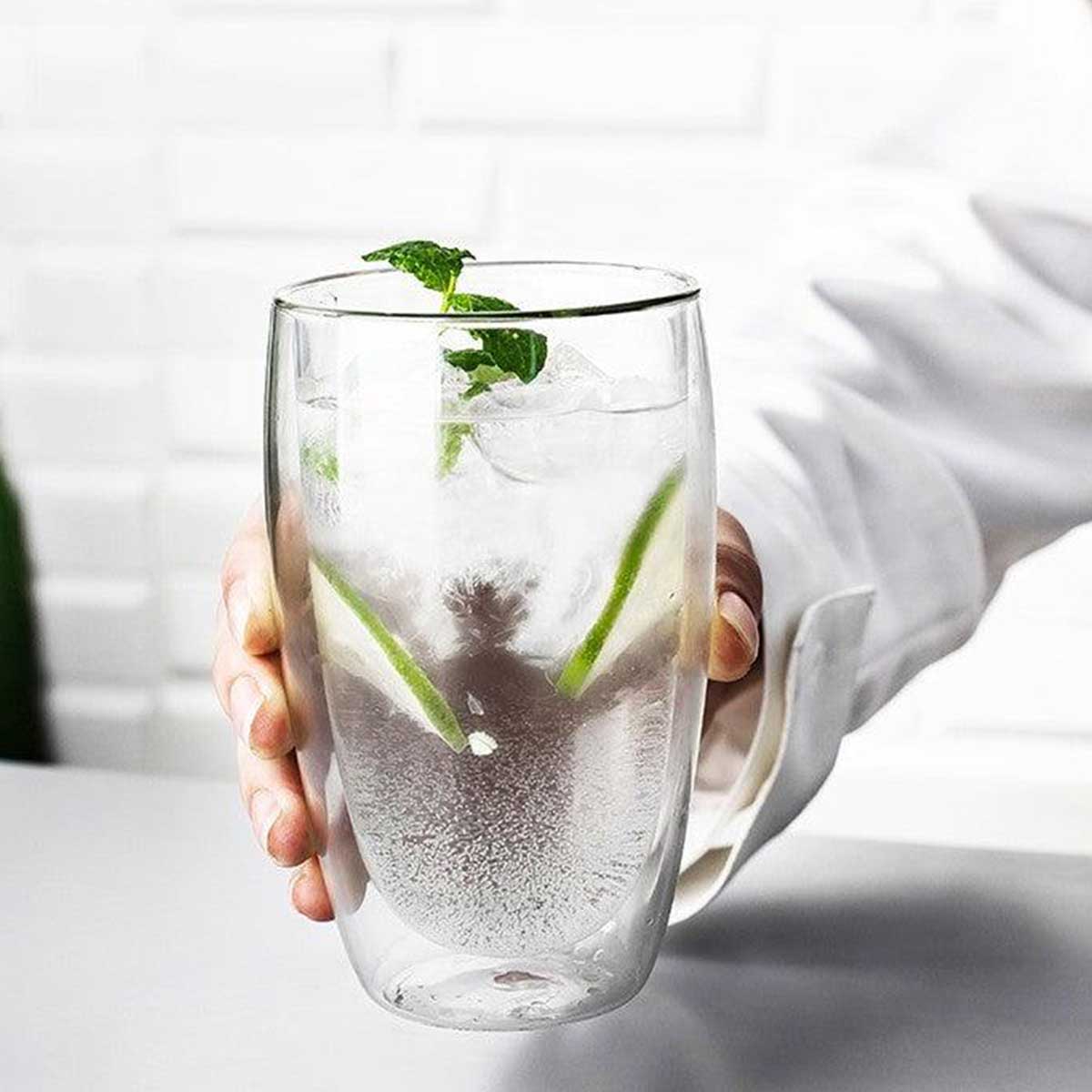 Cheffinger Dubbelwandige Glazen - 450 ml - Set van 4 - Koffieglazen - Theeglas - Cappuccino Glazen - Latte Macchiato Glazen Bekers - TEKZEN
