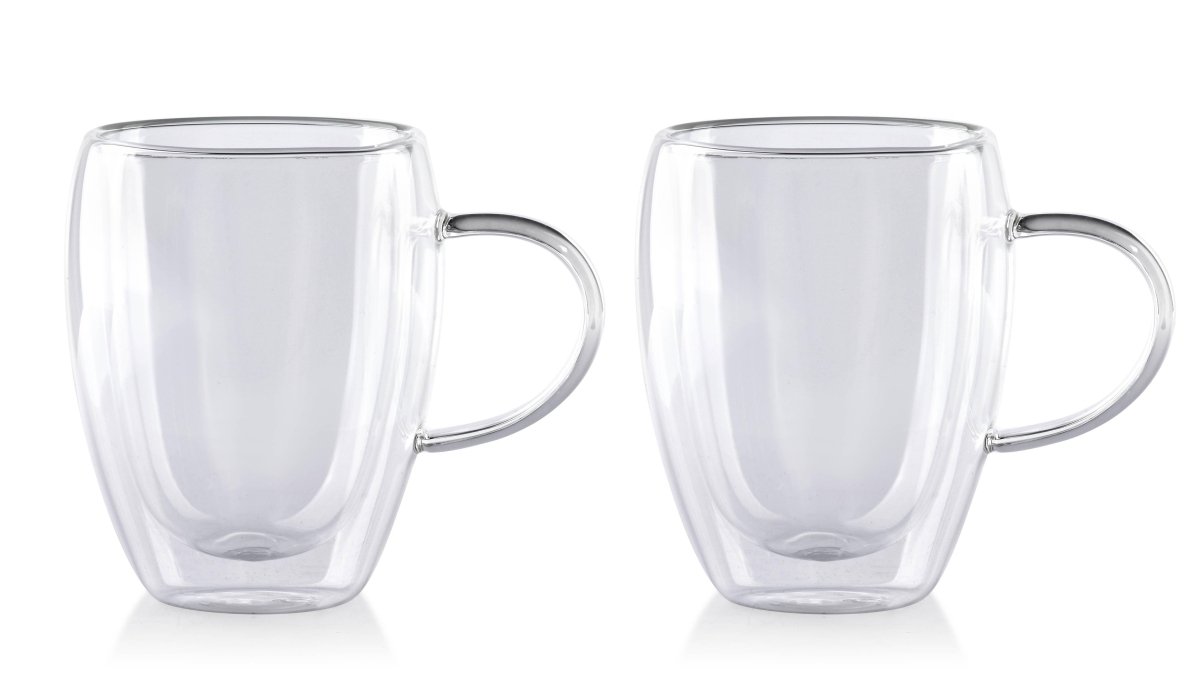 Cheffinger Dubbelwandige Glazen met Oor - 350 ml - Set van 6 - Koffieglazen - Theeglas - Cappuccino Glazen - Latte Macchiato Glazen - TEKZEN