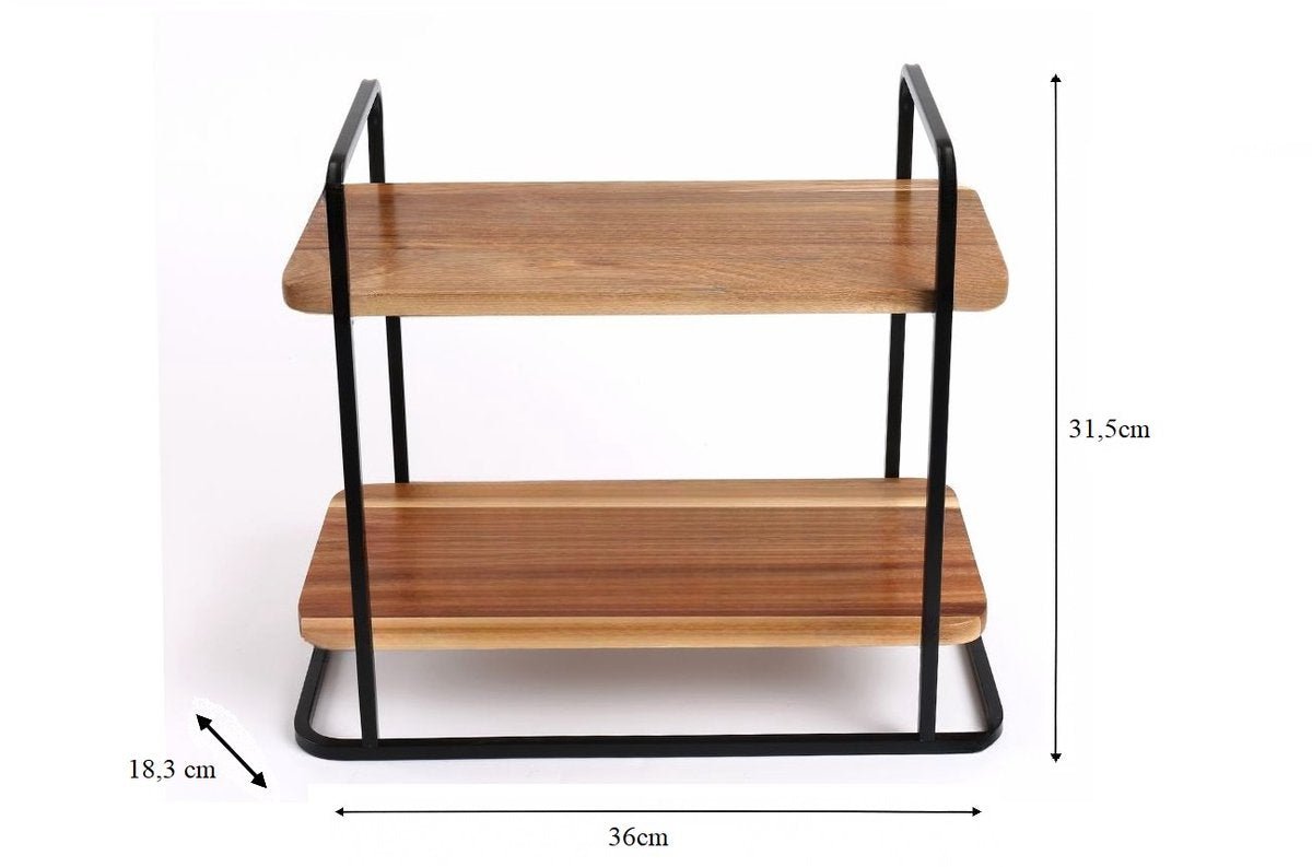 Cheffinger Etagère - 2 - laags - Bamboe - Fruitschaal - Fruitmand - 2x Dienbladen - TEKZEN