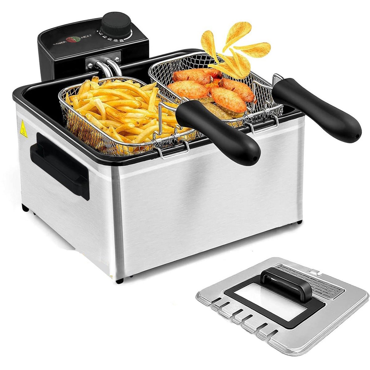 Cheffinger Friteuse - RVS - 2000W - Met Kijkvenster & Uitneembare Frituurmand - Frituurpan - TEKZEN