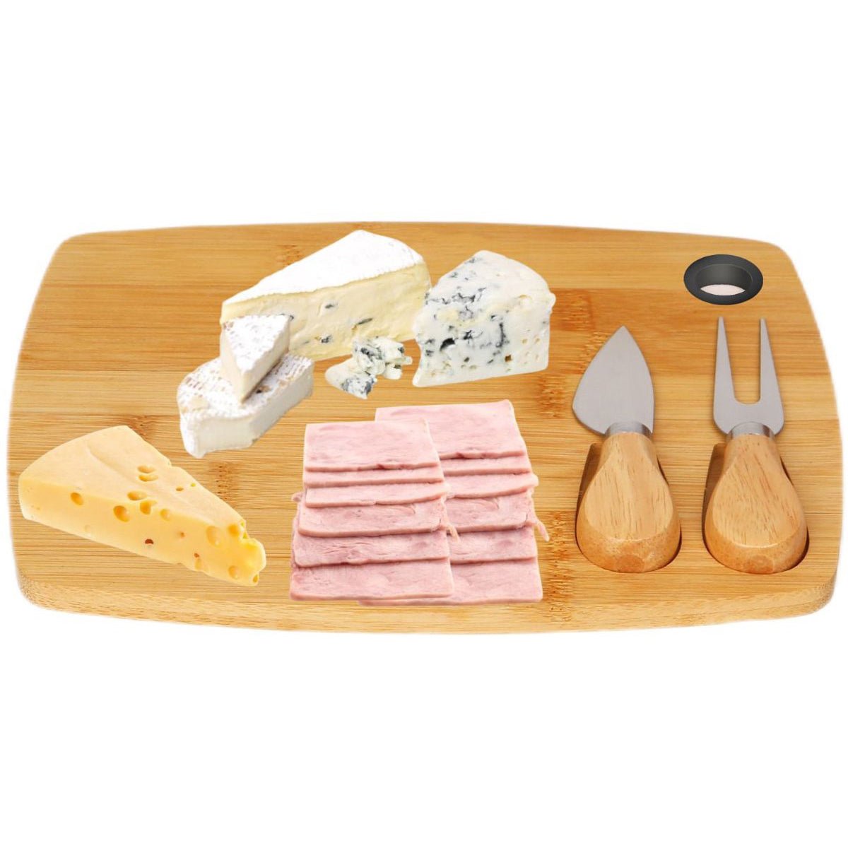 Cheffinger Kaasplank met 2 Kaasmessen - Bamboe - Kaasplankje - Serveerplank - TEKZEN