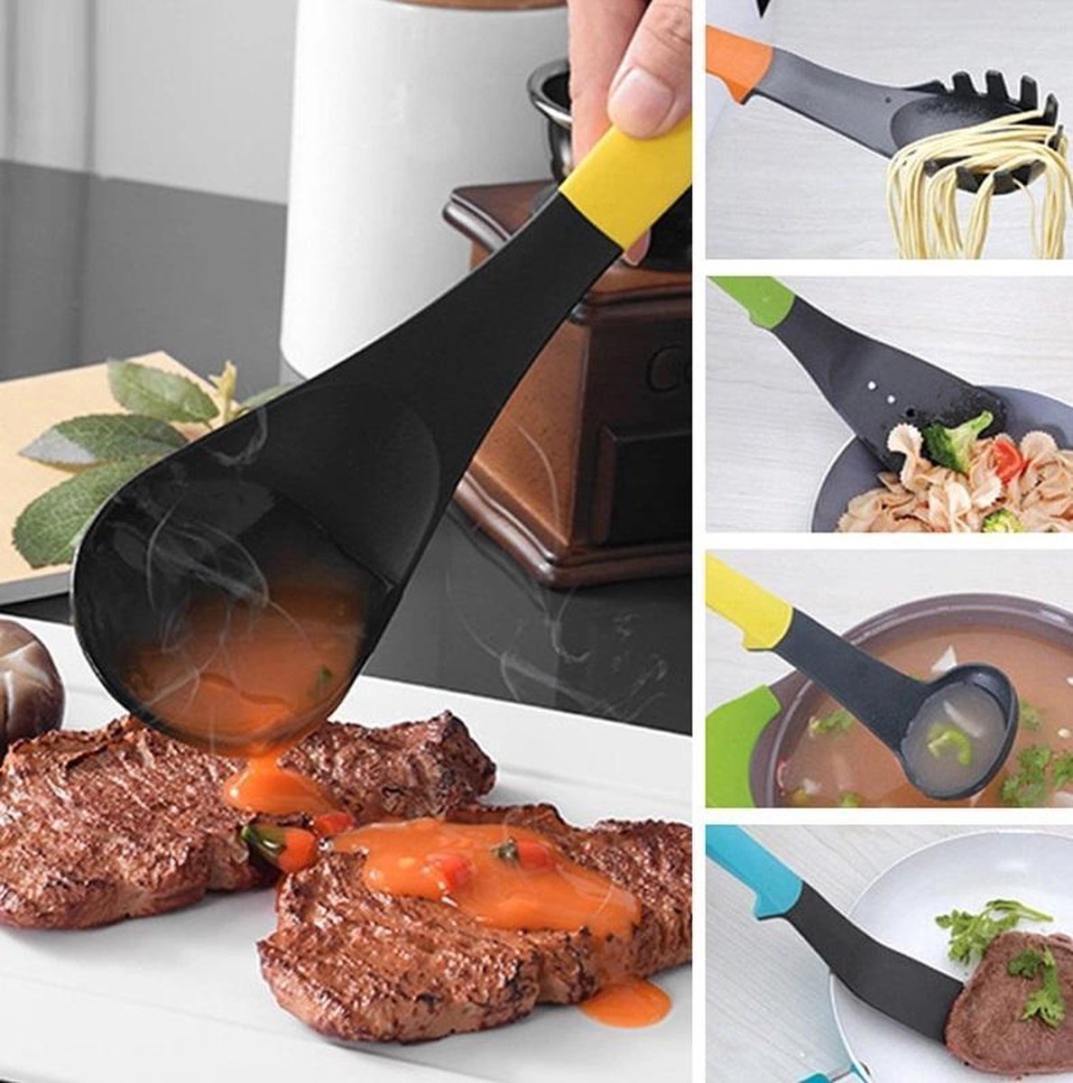 Cheffinger Keukengerei Set - 7 - delig - 360° Draaibare Standaard - Kookgerei Set - TEKZEN