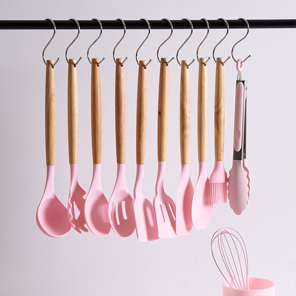 Cheffinger Kookgerei Set met Houder - 12 - delig - Keukengerei Set - TEKZEN