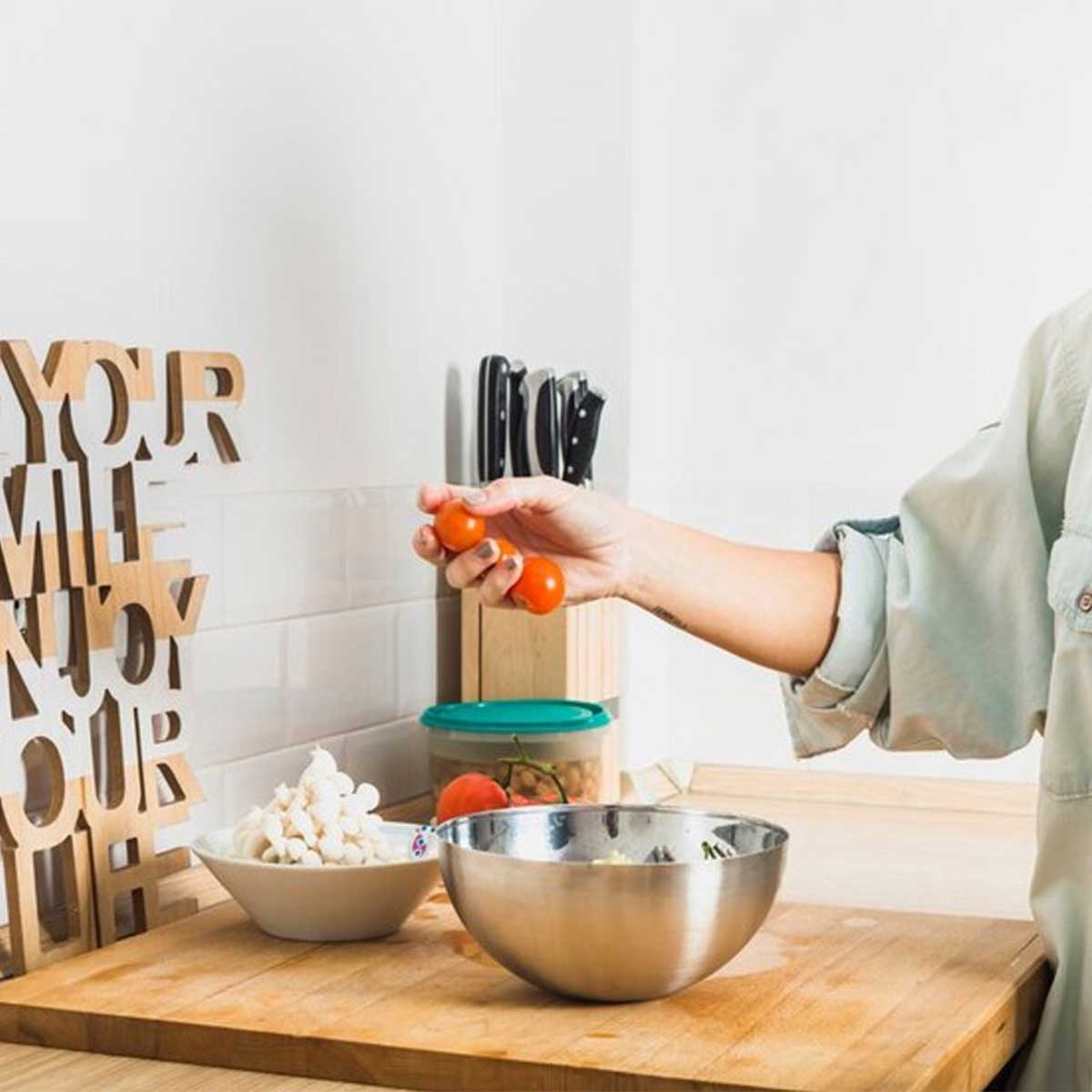 Cheffinger Mengkom - Set van 3 Keukenkommen met Deksels - 20/22/24cm - Kommenset - TEKZEN