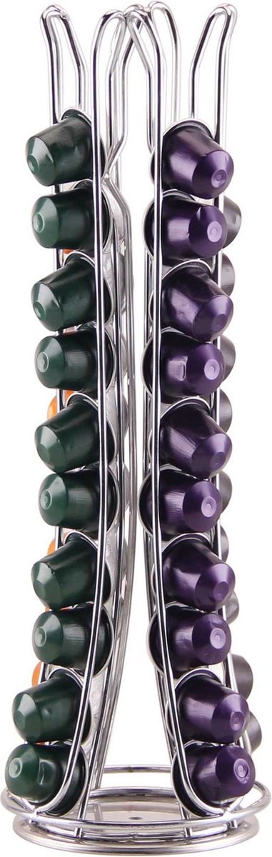 Cheffinger - Nespresso Capsulehouder - 360° draaibaar - 40 Cups - Cuphouder - Koffiecups Houder - Zilver - TEKZEN