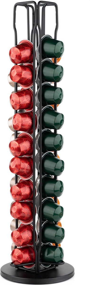 Cheffinger - Nespresso Capsulehouder - Cuphouder - Voor 40 cups - Koffiecups Houder - Zwart - 360° draaibaar - TEKZEN