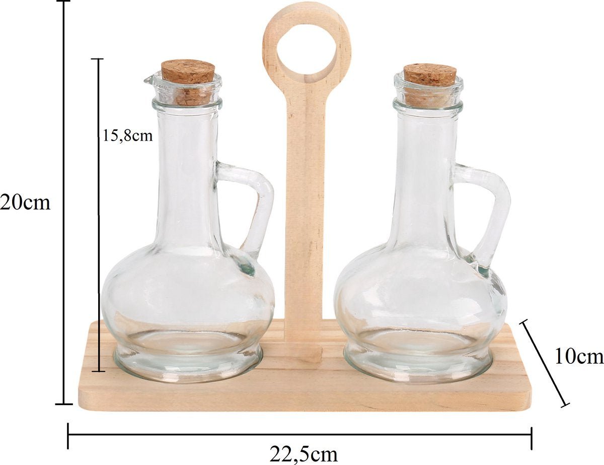 Cheffinger Olie - en Azijn Set Incl. Houder - Bamboe - TEKZEN