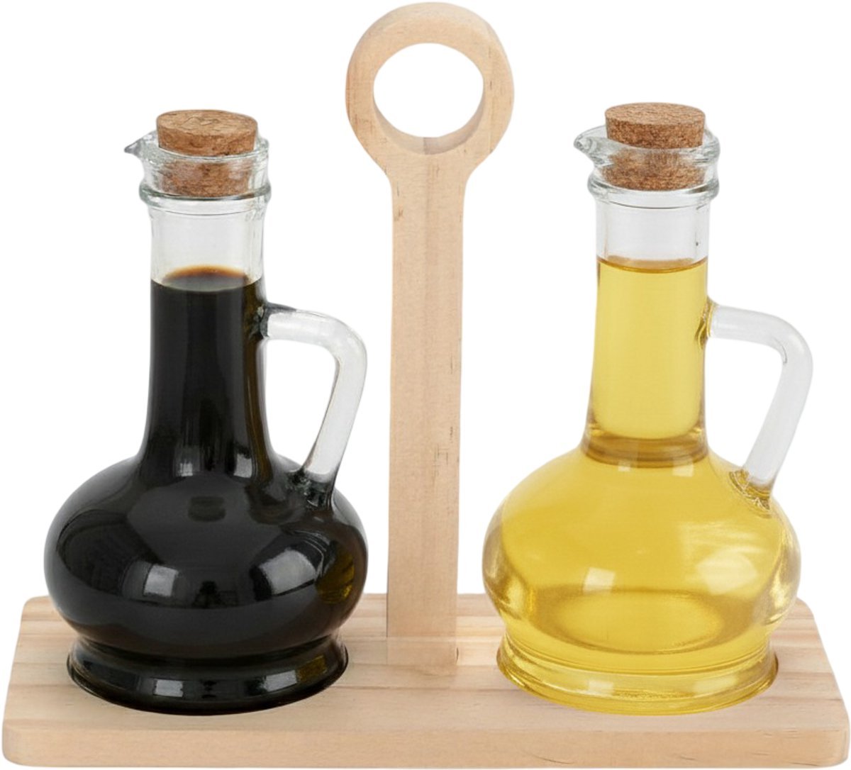Cheffinger Olie - en Azijn Set Incl. Houder - Bamboe - TEKZEN