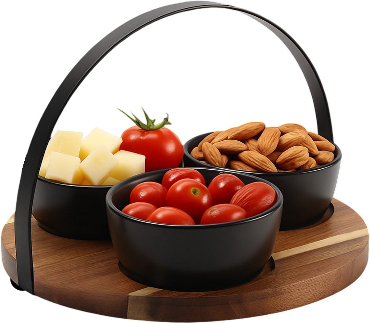 Cheffinger Snackschalen Set - 4 - delig - Bamboe - Zwart - Serveerset - TEKZEN