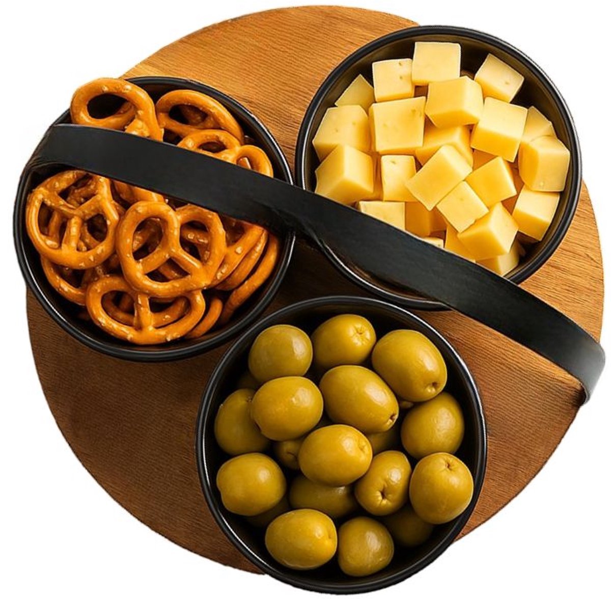 Cheffinger Snackschalen Set - 4 - delig - Bamboe - Zwart - Serveerset - TEKZEN