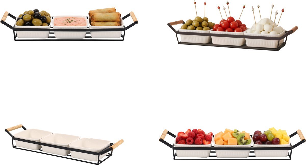 Cheffinger Snackschalen Set - 4 - delig - Keramiek - Zwart/Wit - TEKZEN