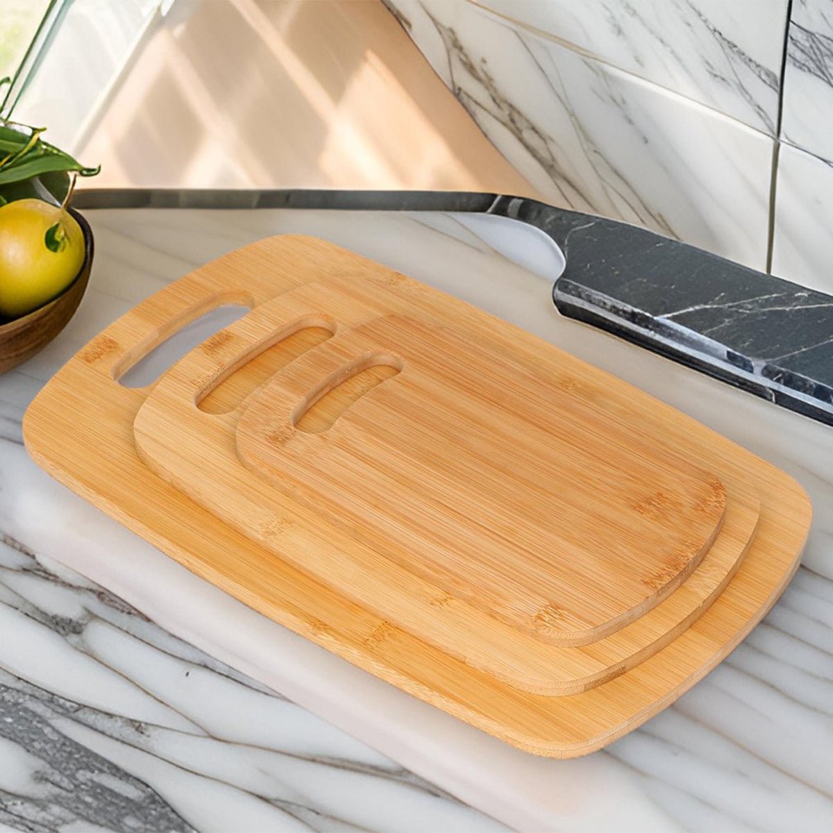 Cheffinger Snijplank Set - 3 - delig - Bamboe - TEKZEN