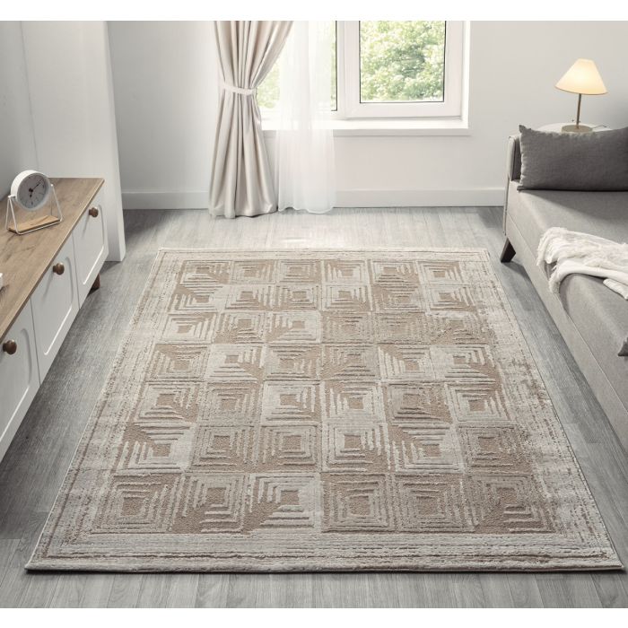 Cinar Carpets Liva D761A - Vloerkleed Taupe - 13 mm