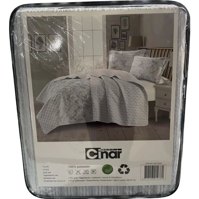 Cinar Tulin Bedsprei Set, 3-delig, Wit, 240x260 cm – foto 2