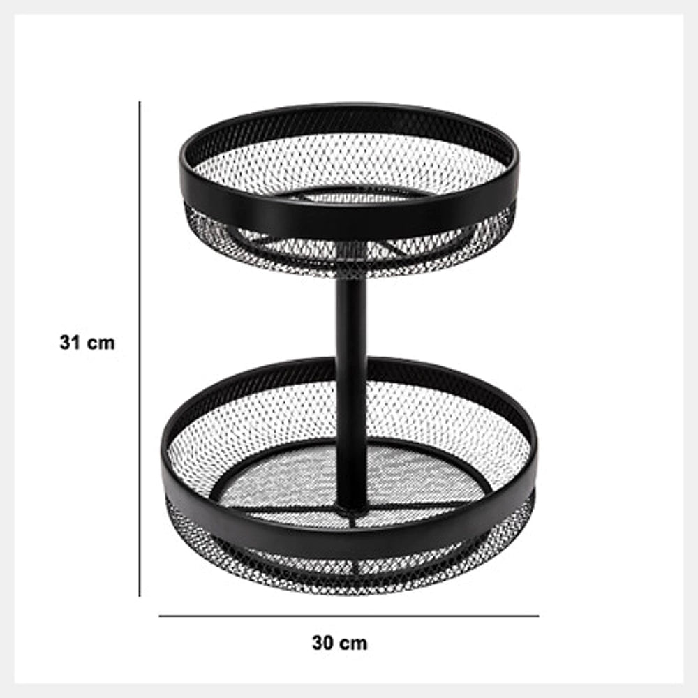 5Five Obstschale – 2-stöckig – Metall – Schwarz – Ø 30 cm – Platz und Stil in einem