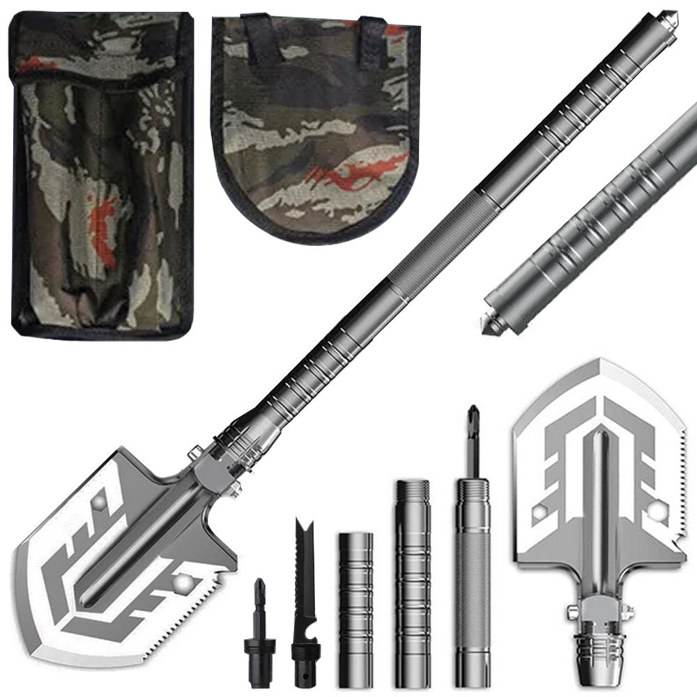 MONOO Opvouwbare Militaire Schep met Etui – Multitool Zaag & Onmisbare Survival Uitrusting