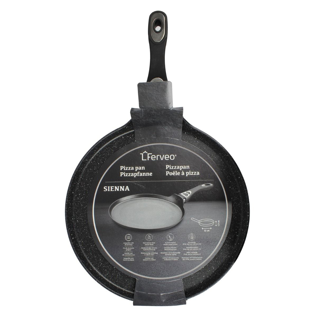 Ferveo Sienna Crêpe - en Pannenkoekenpan - 32cm - Zwart - Inductie - Pizza Pan - TEKZEN