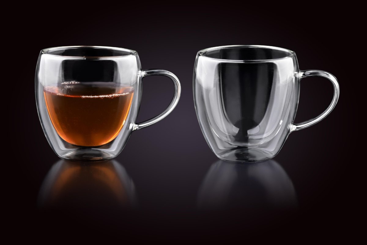 Glozini Dubbelwandige Glazen met Oor - 250 ml - Set van 6 - Koffieglazen - Theeglas - Cappuccino Glazen - Latte Macchiato Glazen Bekers - TEKZEN