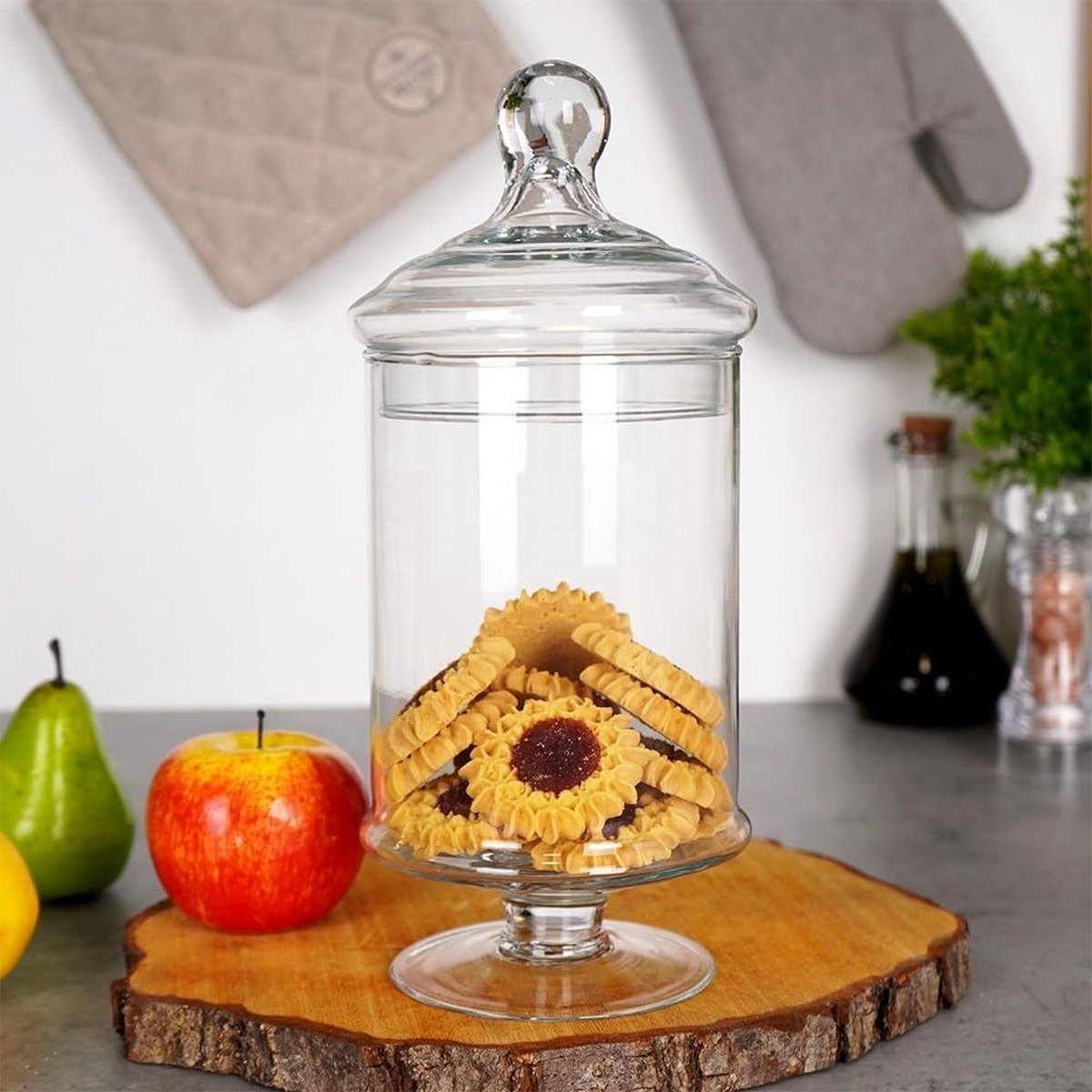 Glozini Glazen Snoeppot op Voet met Deksel - TEKZEN