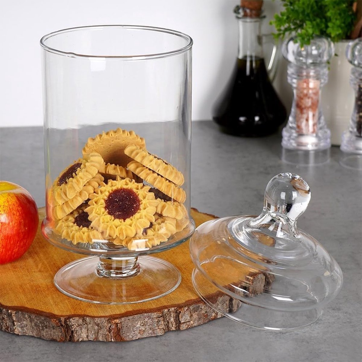 Glozini Glazen Snoeppot op Voet met Deksel - TEKZEN