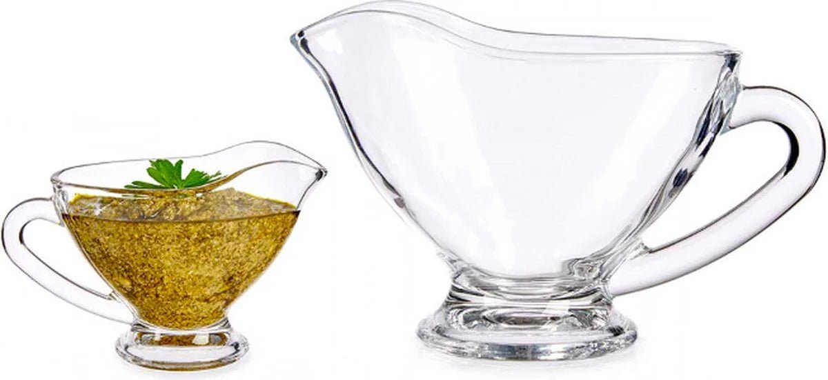 Glozini Juskom - Set van 2 - Jus Kom - Sauskom - Sauskan - Saus Schenkkan - Saus Schenker - Saucière - Jusbootje - Glas - 220ml - TEKZEN