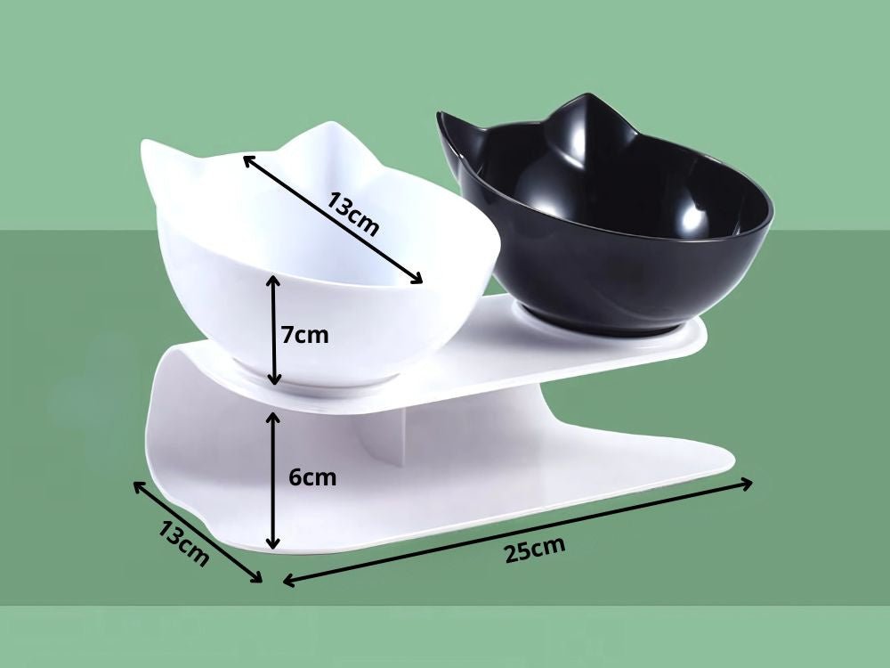 Hauskraft Dubbele Voerbak - Zwart/Wit - 25x13x13cm - Voor Hond & Kat - TEKZEN