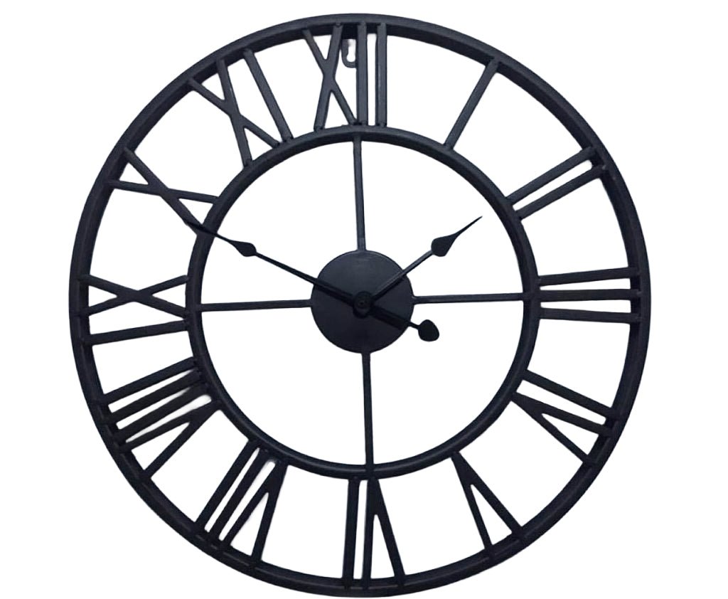 Hauskraft Wandklok - 45cm - Zwart - Decoratieve Industriële Klok - TEKZEN