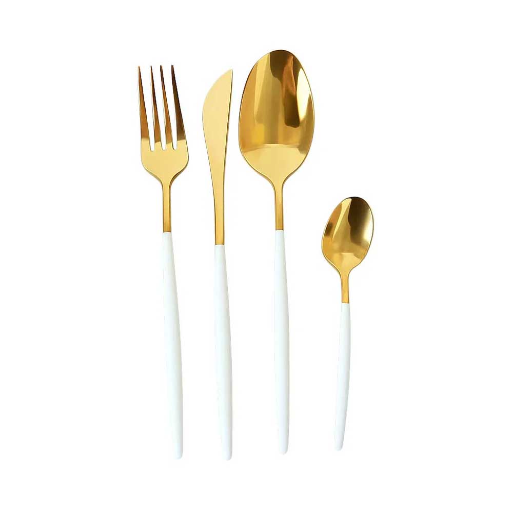 Kadirelli Bestekset - 24 - delig - Goud/Wit - Voor 6 Personen - RVS - TEKZEN