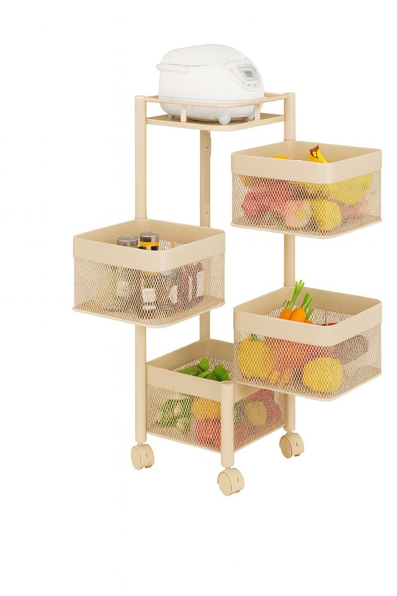 Kadirelli Keukentrolley - 4 - laags - Beige - Met Wieltjes - TEKZEN