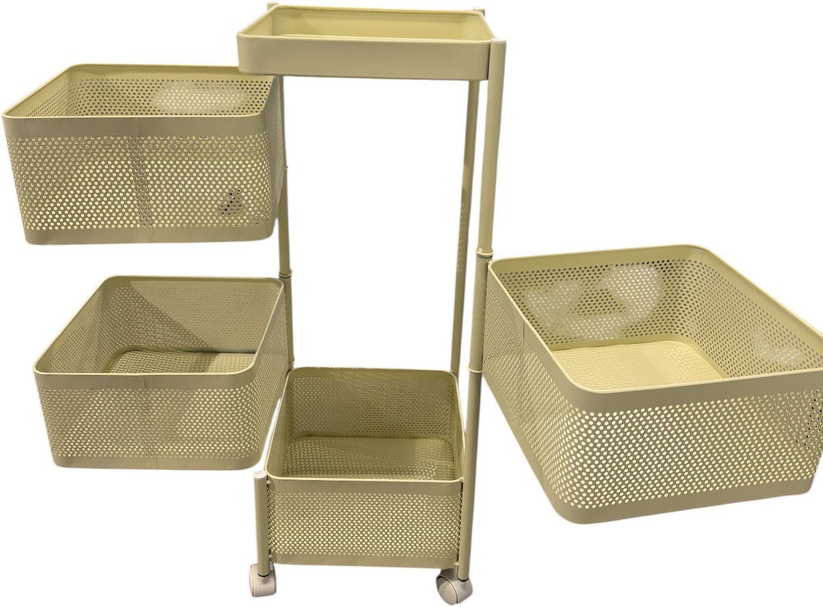 Kadirelli Keukentrolley - 4 - laags - Beige - Met Wieltjes - TEKZEN