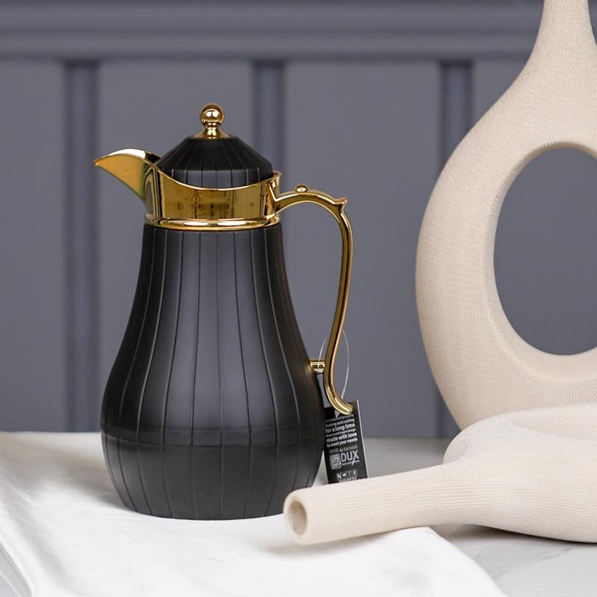 Kadirelli Thermoskan Set van 2 - 1L + 1L - Zwart/Goud - RVS Inox - Themosfles - TEKZEN